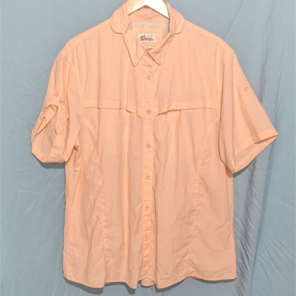 WorldWide Sportsman Fishing Shirt Womens Sz 2XL Peach Vented Gorpcore Utility